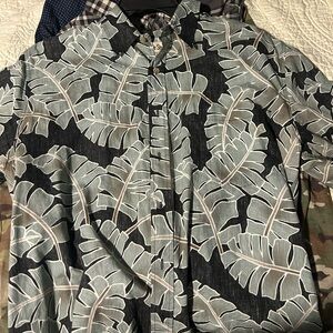 Men's Vintage Tropical Leaf Print Dad Shirt
